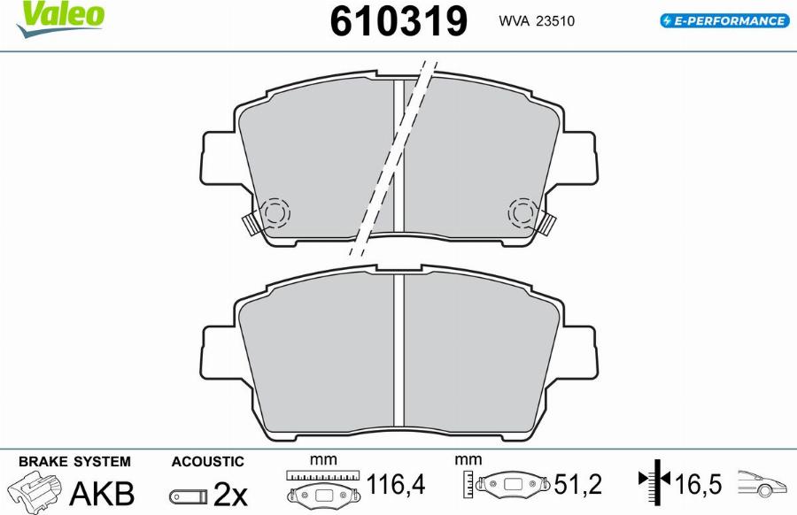 Valeo 610319 - Kit pastiglie freno, Freno a disco www.autoricambit.com