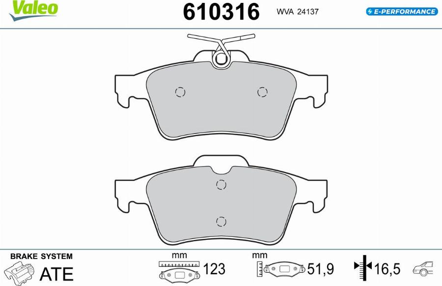 Valeo 610316 - Kit pastiglie freno, Freno a disco www.autoricambit.com