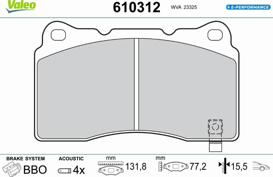 Valeo 610312 - Kit pastiglie freno, Freno a disco www.autoricambit.com