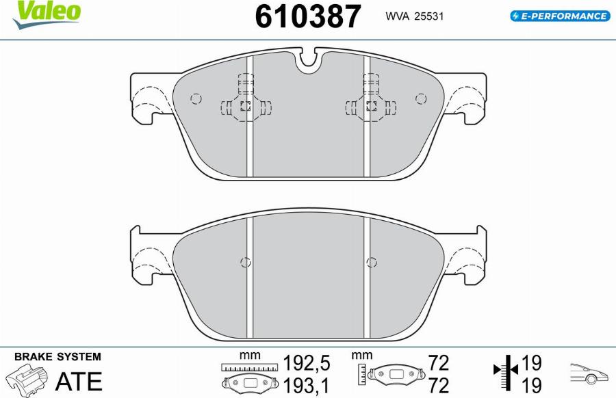 Valeo 610387 - Kit pastiglie freno, Freno a disco www.autoricambit.com