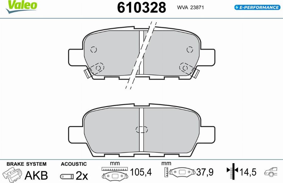 Valeo 610328 - Kit pastiglie freno, Freno a disco www.autoricambit.com