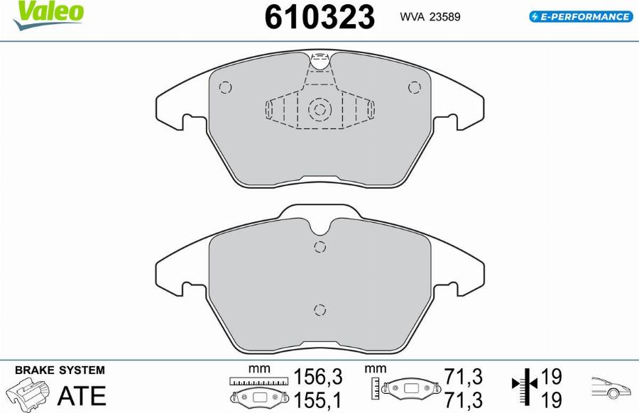 Valeo 610323 - Kit pastiglie freno, Freno a disco www.autoricambit.com