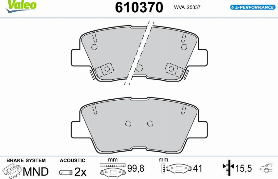 Valeo 610370 - Kit pastiglie freno, Freno a disco www.autoricambit.com