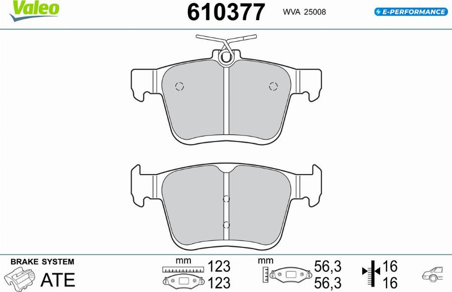 Valeo 610377 - Kit pastiglie freno, Freno a disco www.autoricambit.com