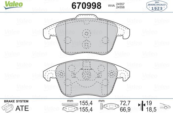 Valeo 670998 - Kit pastiglie freno, Freno a disco www.autoricambit.com