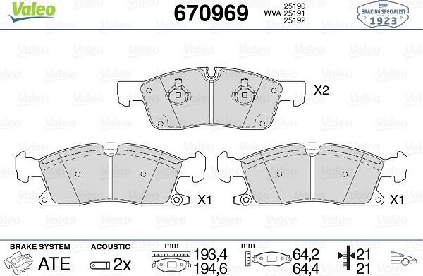 Valeo 670969 - Kit pastiglie freno, Freno a disco www.autoricambit.com