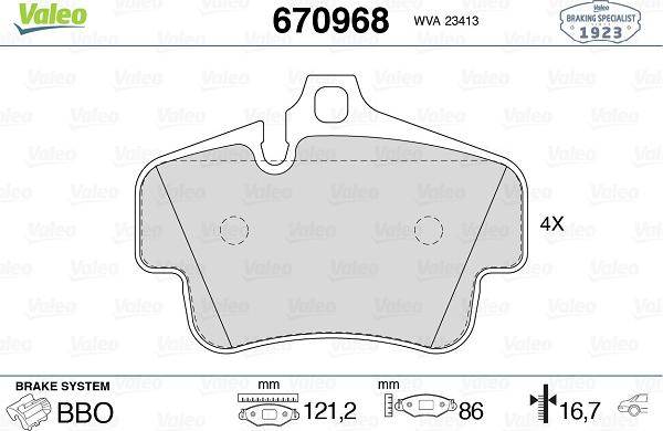 Valeo 670968 - Kit pastiglie freno, Freno a disco www.autoricambit.com