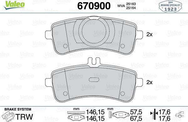 Valeo 670900 - Kit pastiglie freno, Freno a disco www.autoricambit.com