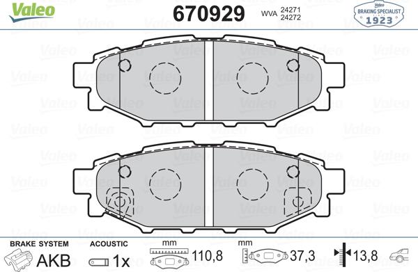 Valeo 670929 - Kit pastiglie freno, Freno a disco www.autoricambit.com