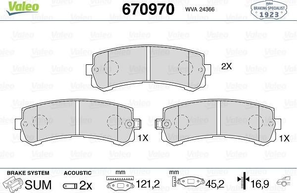 Valeo 670970 - Kit pastiglie freno, Freno a disco www.autoricambit.com