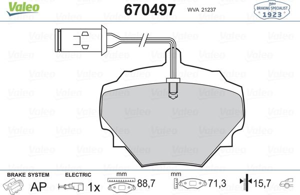 Valeo 670497 - Kit pastiglie freno, Freno a disco www.autoricambit.com