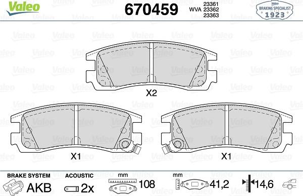 Valeo 670459 - Kit pastiglie freno, Freno a disco www.autoricambit.com