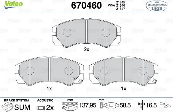 Valeo 670460 - Kit pastiglie freno, Freno a disco www.autoricambit.com