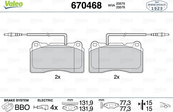 Valeo 670468 - Kit pastiglie freno, Freno a disco www.autoricambit.com