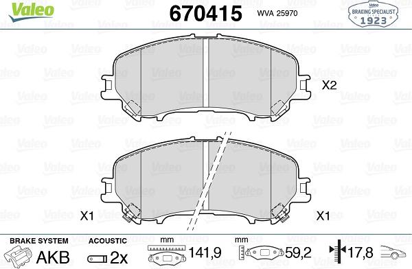 Valeo 670415 - Kit pastiglie freno, Freno a disco www.autoricambit.com