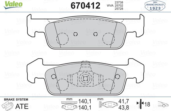 Valeo 670412 - Kit pastiglie freno, Freno a disco www.autoricambit.com