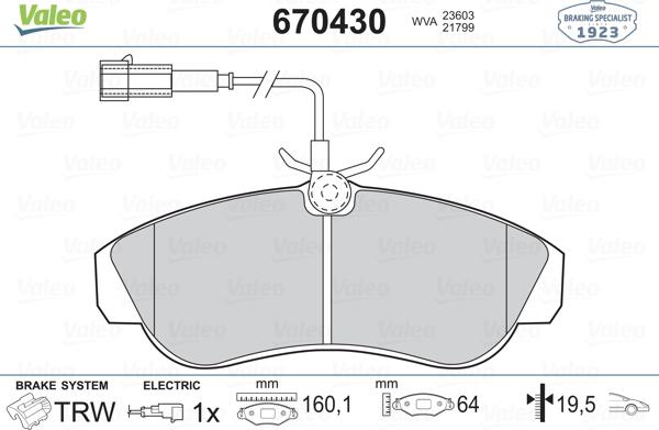 Valeo 670430 - Kit pastiglie freno, Freno a disco www.autoricambit.com