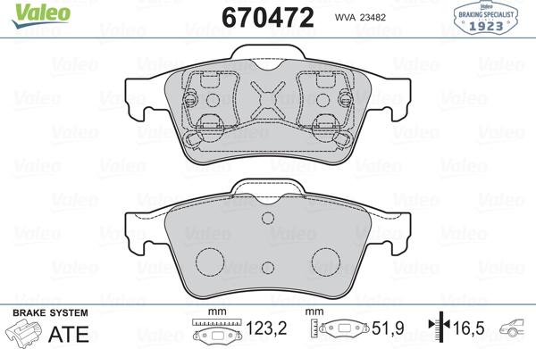 Valeo 670472 - Kit pastiglie freno, Freno a disco www.autoricambit.com