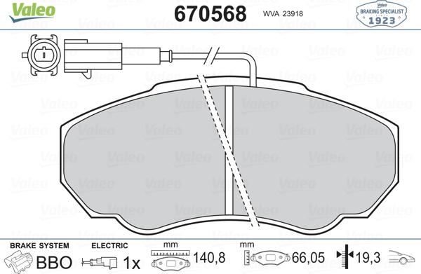 Valeo 670568 - Kit pastiglie freno, Freno a disco www.autoricambit.com