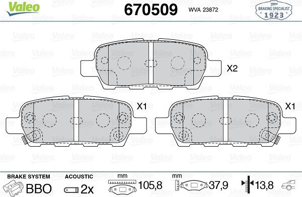 Valeo 670509 - Kit pastiglie freno, Freno a disco www.autoricambit.com