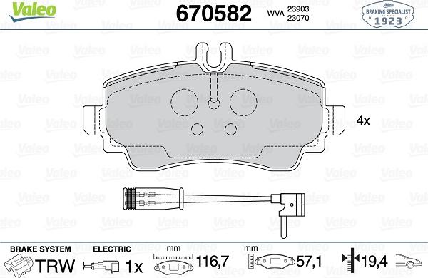 Valeo 670582 - Kit pastiglie freno, Freno a disco www.autoricambit.com