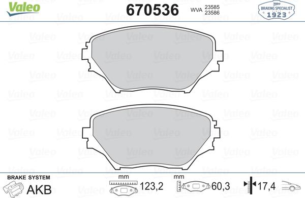 Valeo 670536 - Kit pastiglie freno, Freno a disco www.autoricambit.com