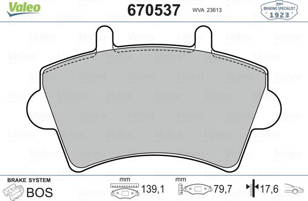 Valeo 670537 - Kit pastiglie freno, Freno a disco www.autoricambit.com