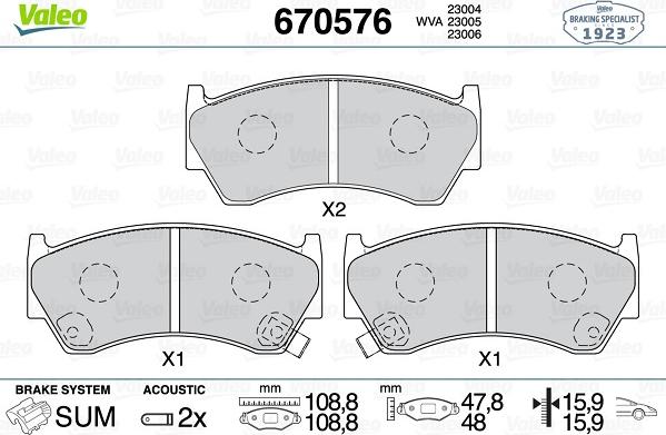 Valeo 670576 - Kit pastiglie freno, Freno a disco www.autoricambit.com