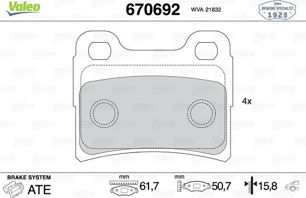 Valeo 670692 - Kit pastiglie freno, Freno a disco www.autoricambit.com