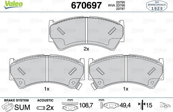 Valeo 670697 - Kit pastiglie freno, Freno a disco www.autoricambit.com