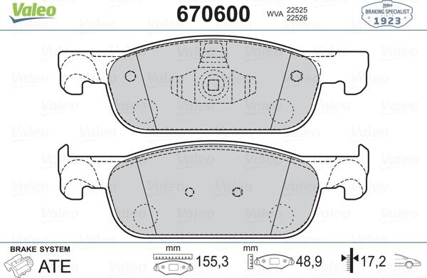 Valeo 670600 - Kit pastiglie freno, Freno a disco www.autoricambit.com