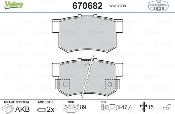 Valeo 670682 - Kit pastiglie freno, Freno a disco www.autoricambit.com