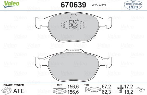 Valeo 670639 - Kit pastiglie freno, Freno a disco www.autoricambit.com