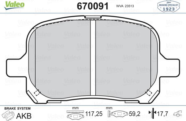 Valeo 670091 - Kit pastiglie freno, Freno a disco www.autoricambit.com