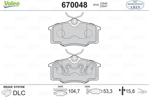 Valeo 670048 - Kit pastiglie freno, Freno a disco www.autoricambit.com