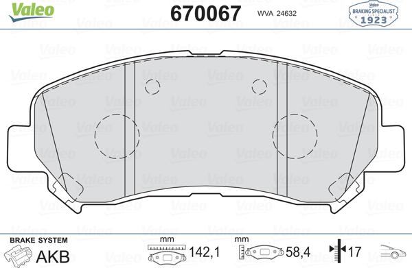 Valeo 670067 - Kit pastiglie freno, Freno a disco www.autoricambit.com