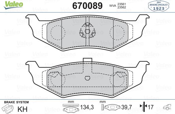 Valeo 670089 - Kit pastiglie freno, Freno a disco www.autoricambit.com