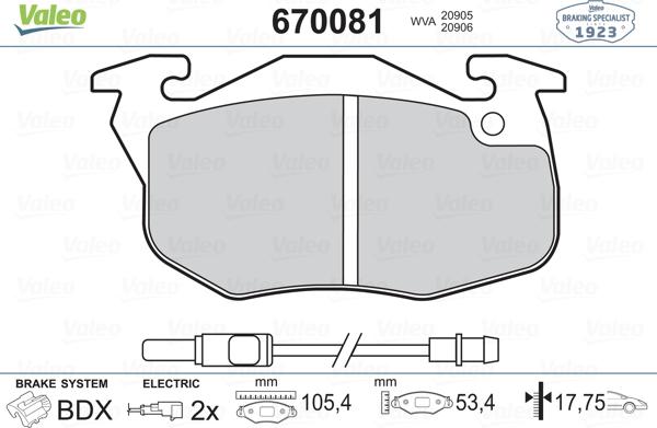 Valeo 670081 - Kit pastiglie freno, Freno a disco www.autoricambit.com