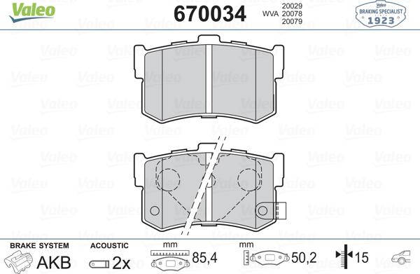 Valeo 670034 - Kit pastiglie freno, Freno a disco www.autoricambit.com