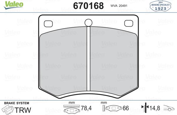 Valeo 670168 - Kit pastiglie freno, Freno a disco www.autoricambit.com