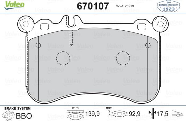 Valeo 670107 - Kit pastiglie freno, Freno a disco www.autoricambit.com