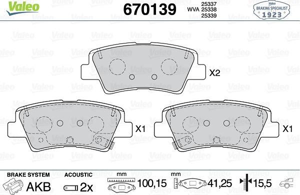 Valeo 670139 - Kit pastiglie freno, Freno a disco www.autoricambit.com