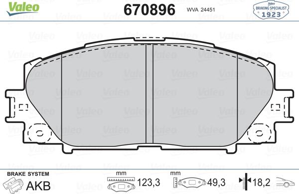 Valeo 670896 - Kit pastiglie freno, Freno a disco www.autoricambit.com