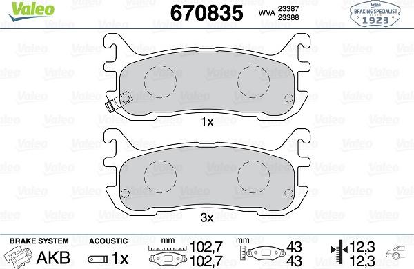 Valeo 670835 - Kit pastiglie freno, Freno a disco www.autoricambit.com