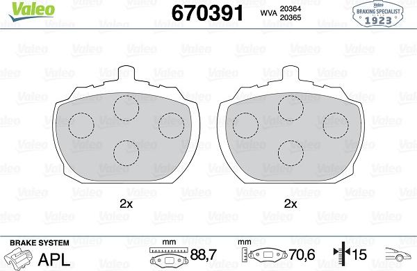 Valeo 670391 - Kit pastiglie freno, Freno a disco www.autoricambit.com