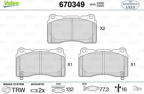 Valeo 670349 - Kit pastiglie freno, Freno a disco www.autoricambit.com