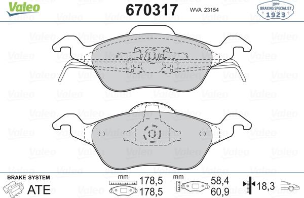 Valeo 670317 - Kit pastiglie freno, Freno a disco www.autoricambit.com