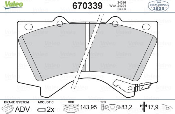 Valeo 670339 - Kit pastiglie freno, Freno a disco www.autoricambit.com