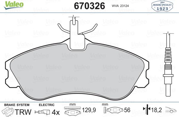 Valeo 670326 - Kit pastiglie freno, Freno a disco www.autoricambit.com