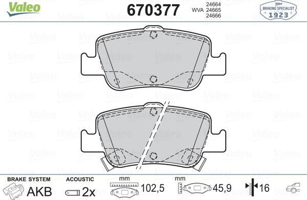 Valeo 670377 - Kit pastiglie freno, Freno a disco www.autoricambit.com